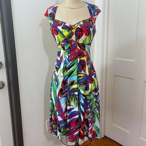 London Times Multicolor Abstract Print Fit-and-Flare Dress